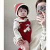 2024ins韩版春秋婴儿衣服可爱针织，背带连体哈衣女(哈衣女)宝宝春装包屁衣
