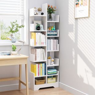 简易书架落地置物架多层儿童小书柜子储物一体靠墙收纳架客厅家用