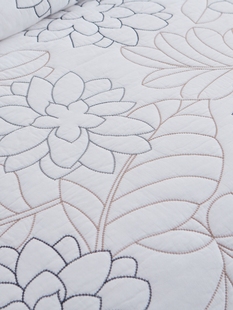 欧式素色绣花床盖三件套夹棉床单单件加厚衍缝空调，被加大榻榻米垫