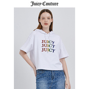Juicy Couture橘滋短款上衣女夏季短袖薄款宽松连帽半袖女装