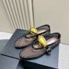 高定2023欧美金属皮带扣网纱玛丽珍单鞋女平底舒适芭蕾跳舞鞋