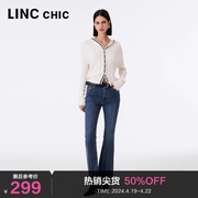 LINCCHIC金羽杰裤子女中高腰显瘦微喇牛仔裤女S233JE480Y