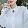 韩国东大门同款白色领结女士领花胸针外贸蝴蝶结衬衫水钻别针