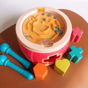 多功能宝宝手拍鼓音乐玩具益智儿童乐器0-3岁敲打滚珠形状配对