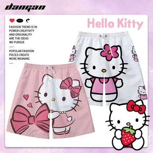 hellokitty凯蒂猫夏季宽松沙滩短裤，男百搭潮流情侣，休闲五分睡裤女