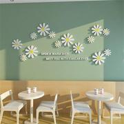 网红雏菊贴纸奶茶店墙壁装饰清吧台港式餐厅咖啡甜品蛋糕铺面背景