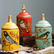 美式陶瓷储物罐套装瓷器收纳罐家居饰品摆件茶叶罐陶瓷工艺品酒柜