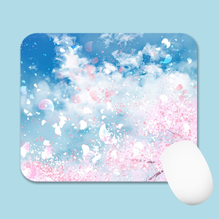 鼠标垫简约小号蓝色天空樱花，办公游戏胶垫桌垫鼠标垫加厚电脑女生