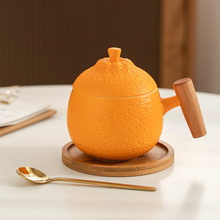 大橘大利马克杯陶瓷，带盖勺办公室个人专用水杯，创意个性咖啡杯定制