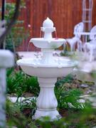 法式大喷泉复古白别墅花园装饰太阳能户外流水摆件循环水庭院景观