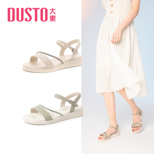 dusto大东22夏季甜美简约水钻，一字扣坡跟低跟露趾凉鞋女鞋22x1720