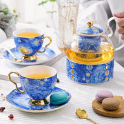 欧式高档花果茶具轻奢客厅下午茶陶瓷玻璃水果花茶壶底座蜡烛加热
