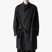 gaostudios黑色多层解构式，设计中长款衬衫日系复古宽松男长衫外搭