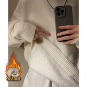 东北加厚加绒毛衣男秋冬款白色高领针织衫外套抗寒零下40度保暖衣