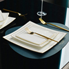 双金线骨瓷金边盘子菜盘家用陶瓷碟子餐盘创意水果盘方形菜碟餐具