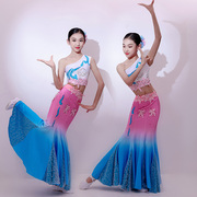 傣乡的雨舞蹈服儿童傣族舞蹈服装演出服西双版纳女孩孔雀舞鱼尾裙