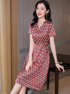 重磅真丝连衣裙女2023年夏季v领波点大牌高端桑蚕丝裙子