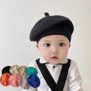 婴儿贝雷帽小月龄帽子，春秋款小宝宝毛线，帽四季男女宝新生针织帽