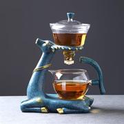 创意玻璃懒人茶具磁吸式功夫茶具茶盘茶杯套装全半自动红茶泡茶器