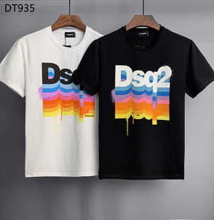 2022短袖t恤男士dsquared2创意，dsq2彩色重叠字母时尚欧美潮流时尚