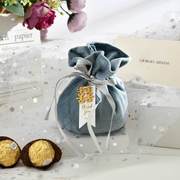 欧式喜糖袋创意圆形丝绒布，婚礼喜糖盒伴手礼，婚庆节日礼物袋束口袋