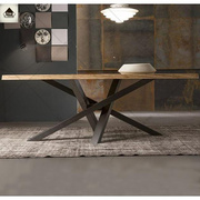 创意办公桌北欧实木复古多人会议桌设计师工作台铁艺特色餐