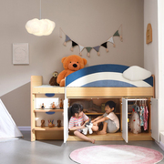 安兰图儿童床小户型带书桌多功能儿童半高床1.2m单人床衣柜床一体