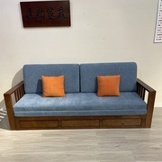 现代简约实木沙发床多功能，两用单人双人小户型，客厅橡木伸缩推拉床
