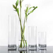 透明玻璃花瓶大号k直筒圆柱婚庆摆件 直桶插花器圆筒落地超大