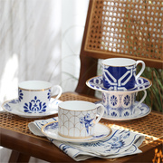 安娜16点卡布里蓝欧式咖啡杯碟高档精致下午茶，茶具家用骨瓷茶杯