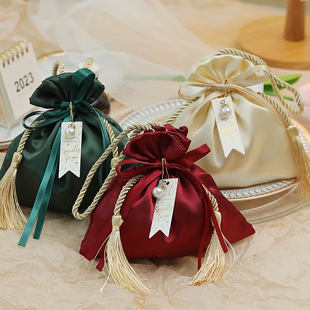 精美结婚喜糖袋简约丝绒礼盒袋子中式创意婚礼糖果盒布袋大号