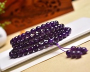 天然紫水晶圆珠108颗佛珠手链珠子，:8mm民族，风紫水晶多圈手链