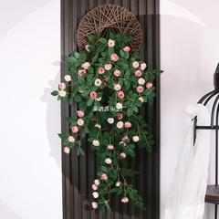 玫瑰花藤吊兰墙面遮挡壁挂墙上装饰绿植假花藤条墙壁挂花吊花