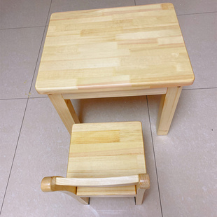 实木儿童书桌双人学习家用写字桌幼儿园桌子，正方形木桌松木小方桌