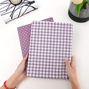 棉麻布料背景布印花布紫色格子桌布窗帘沙发面料diy布头处理