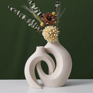 欧式ins陶瓷花瓶摆件情侣套装创意白色素烧工艺品家居水培干花器