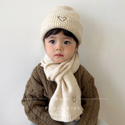 儿童帽子围巾两件套秋冬季韩版针织帽，宝宝保暖毛线帽男女童套头帽