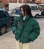 首尔印象韩代 东大门 ins风 气质深绿色立领短款羽绒服女冬2023