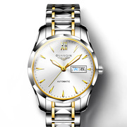 夜光男冠琴防水品牌，士手表钨钢皮革，表双机械手表瑞士日历