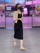 薄款针织开衫吊带裙套装女2024夏季韩版显瘦气质中长款连衣裙