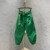 绿色运动休闲裤女士九分工装裤2024年时尚薄款显瘦束脚灯笼裤子春
