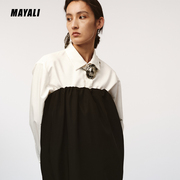 mayali23aw翻领带基础款白色衬衫，女士高级感职场小众设计简单百搭