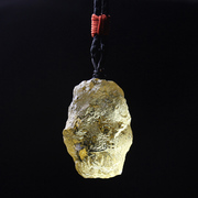 天然随形利比亚黄陨石(黄陨石，)吊坠宇宙矿物项坠，男女款挂件原色把玩挂链