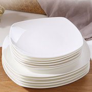 新景德镇盘子菜盘套装家用日式纯白色骨瓷方形碟子炒菜盘子陶瓷平
