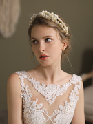 欧美超仙珍珠发箍新娘头饰高级复古串珠婚纱礼服配饰婚礼发饰头箍