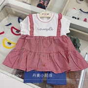 韩国中小童装21夏女童(夏女童)洋气可爱拼接假两件背带裙上衣短袖套装j7
