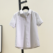 白色衬衫女夏短袖韩版纯棉长袖设计感小众空调，房上衣显瘦潮范