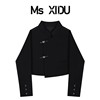 Ms XIDU 新中式立领短上衣蝴蝶结金属一字扣撞色走线设计西装外套