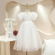 2024夏季女童仙女裙气质白色，网纱长裙公主，裙礼服大裙摆连衣裙