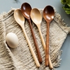 日式木勺长柄汤匙吃饭用勺子调羹家用木头木质，餐具汤勺小号蜂蜜勺